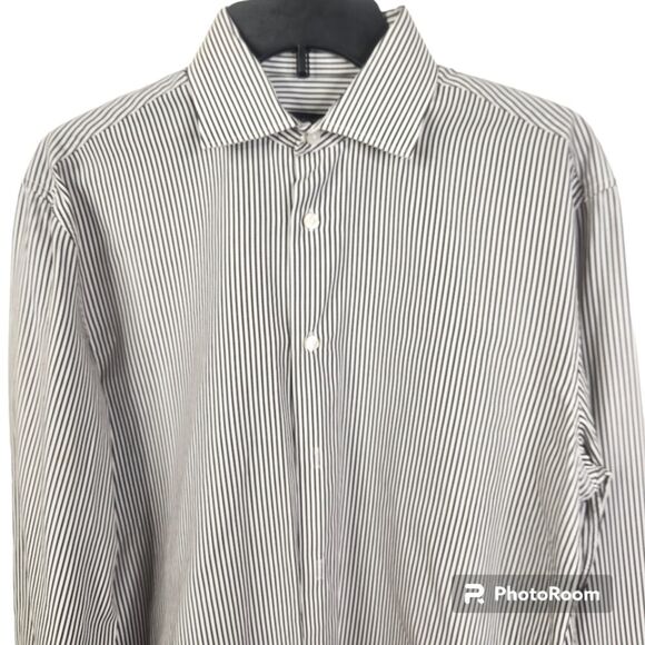 John Varvatos Mens Regular Fit Long Sleeve Striped Button Down 15 1/2-34/35
